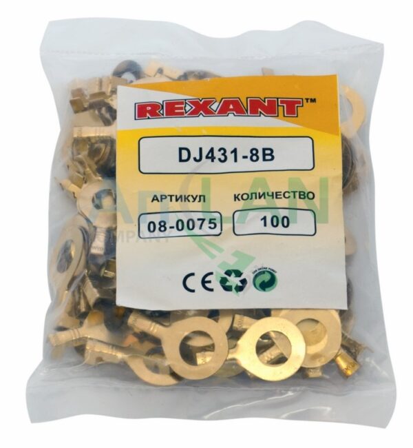 rexant 08-0075 наконечник кольцевой (нк d8.2мм) 1-1.5кв.мм (dj431-8b)