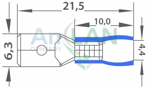 rexant 08-0333 клемма плоская изолированная (кпи штекер - 6.3мм) 1.5-2.5кв.мм (vm2-250)