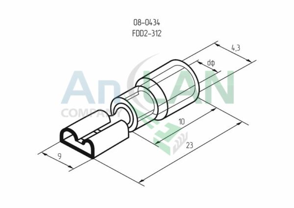 rexant 08-0434 клемма плоская изолированная (кпи гнездо - 9мм) 1.5-2.5кв.мм (vf2-312)