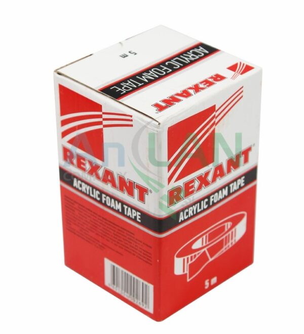 rexant 09-6020 двухсторонний скотч, серый на hba акриловой основе 20 мм (ролик 5 м)