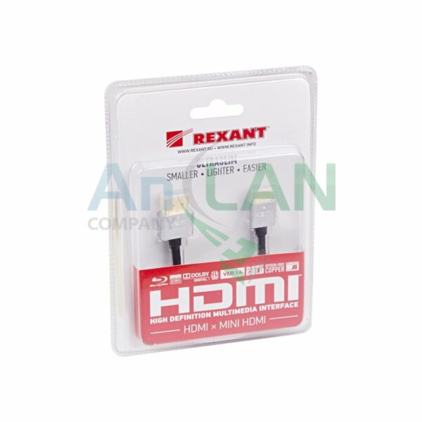 rexant 17-6713 шнур hdmi - mini hdmi gold 1.5м ultra slim (блистер)