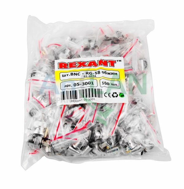 rexant 05-3001 разъём штекер bnc rg-58 обжим (01-001a)