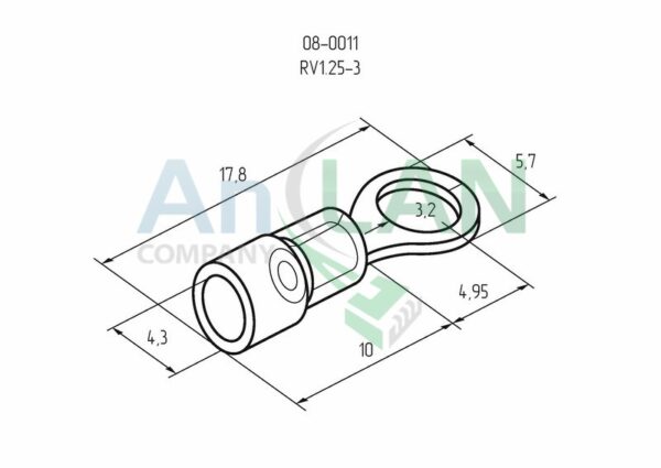 rexant 08-0011 наконечник кольцевой изолированный (нки d3.2мм) 0.5-1.5кв.мм (vr1.25-3)