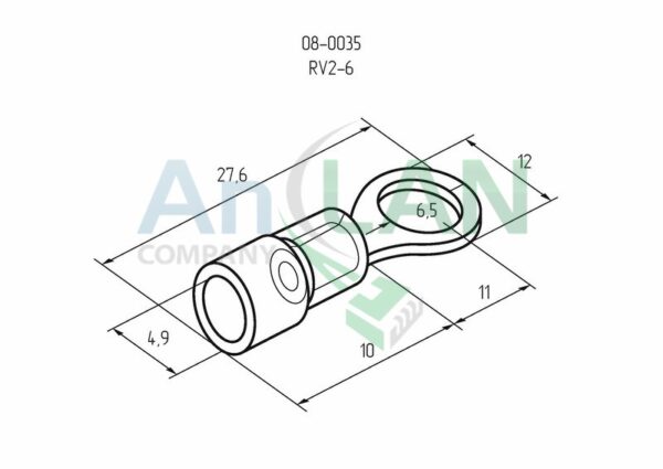 rexant 08-0035 наконечник кольцевой изолированный (нки d6.5мм) 1.5-2.5кв.мм (vr2-6)