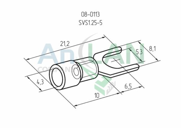 rexant 08-0113 наконечник вилочный изолированный (нви - 5.3мм) 0.5-1.5кв.мм (svs1.25-5, vs1.25-5)