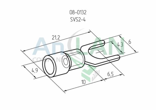 rexant 08-0132 наконечник вилочный изолированный (нви - 4.3мм) 1.5-2.5кв.мм (svs2-4, vs2-4)