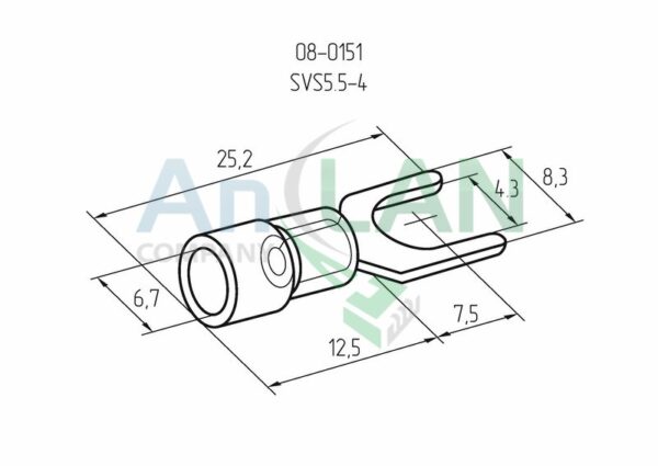 rexant 08-0151 наконечник вилочный изолированный (нви - 4.3мм) 4-6кв.мм (svs5.5-4, vs5.5-4)