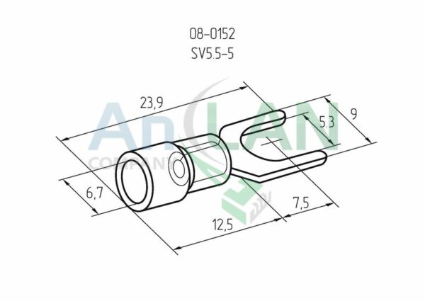 rexant 08-0152 наконечник вилочный изолированный (нви - 5.3мм) 4-6кв.мм (svs5.5-5, vs5.5-5)