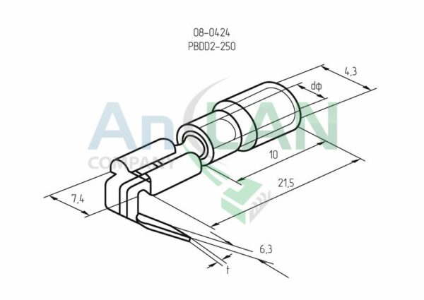 rexant 08-0424 клемма плоская изолированная (кпи гнездо+штекер - 7.4мм+6.3мм) 1.5-2.5кв.мм (pddd2-250)