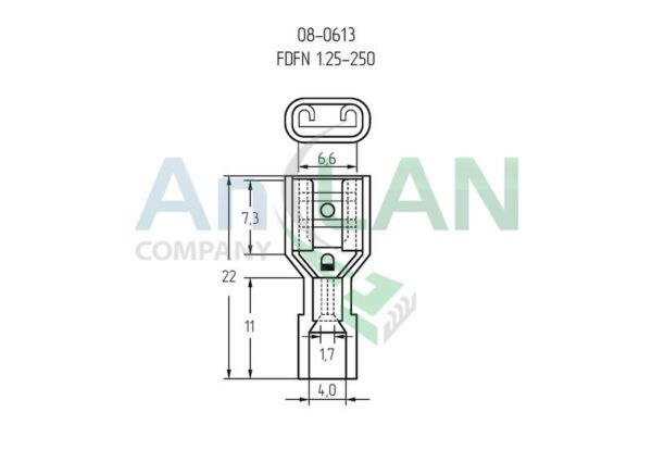 rexant 08-0613 клемма плоская полностью изолированная (кппин гн - 6.6мм) нейлон 0.5-1.5кв.мм (fdfn 1.25-250) red