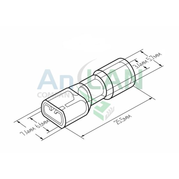 rexant 08-0654 клемма плоская полностью изолированная термоусаживаемая (кппит гн - 6.6мм) 4-6кв.мм (drs/fdd5.5-250)