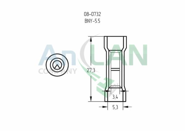 rexant 08-0732 соединительная гильза изолированная (сги l-27.3мм) нейлон 4-6кв.мм (bny-5.5) желтый
