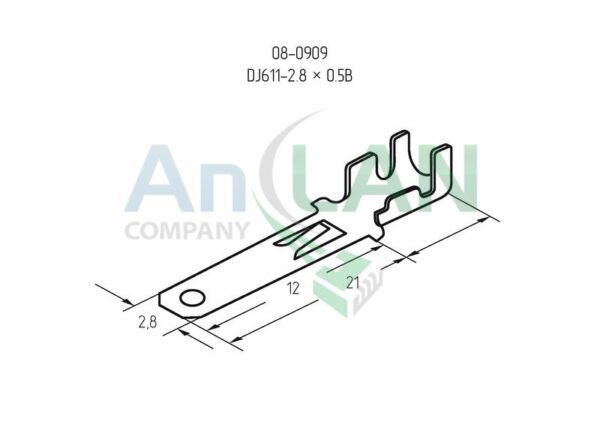 rexant 08-0909 клемма плоская (кп штекер - 2.8мм) 1-1.5кв.мм (dj611-2.8х0.5b)