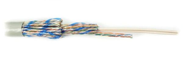 hyperline uutp100-c5-s24-in-pvc-gy (utp100-c5-solid-indoor) кабель витая пара, неэкранированная u/utp, категория 5, 100 пар (4 пары (24 awg)х25), одножильный (solid), pvc, -20°c - +60°c, серый