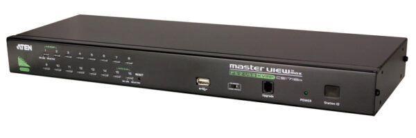 aten cs1716i-at-g переключатель, электрон., kvm, 1 local user ps2+vga+1 ip user, 16 cpu ps2/usb+vga, со шнурами usb 2х1.8м., 1600x1200 удал.конс/2048x1536 локал.конс, 1u 19", исп.спец.шнуры, osd, каскад. до 256, (usb hub 1.1шифров. rc4 128bit)