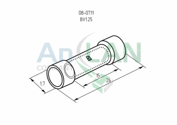 rexant 08-0711 соединительная гильза изолированная (сги l-26мм) 0.5-1.5кв.мм (bv1.25, vb1.25) красный