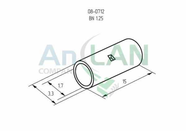 rexant 08-0712 соединительная гильза (сг l-15мм) 0.5-1.5кв.мм (bn1.25)