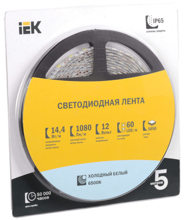 iek lsr2-1-030-65-1-05 лента светодиодная led lsr-5050ww30-7.2-ip65-12v тепл. бел. (уп.5м)