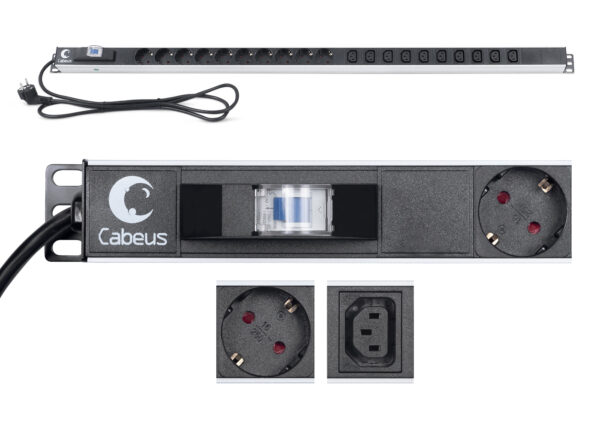 блок розеток для 19" шкафов 16а cabeus pdu-16-10s-10c13-b 10 розеток