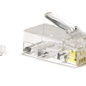 Hyperline PLUG-8P8C-UV-C6-100 Разъем RJ-45(8P8C) под витую пару, категория 6 (50 µ"/ 50 микродюймов), универсальный (для одножильного и многожильного кабеля), со вставкой (100 шт)