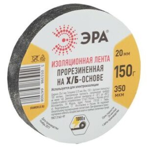 Изолента х/б 19мм (150г) прорезиненная черн. ЭРА Б0002453