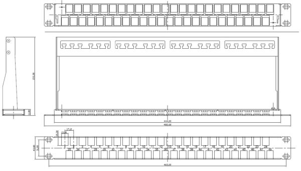 модульная патч-панель hyperline 19" ppblhd-19-48s-sh-rm 1u 48 портов