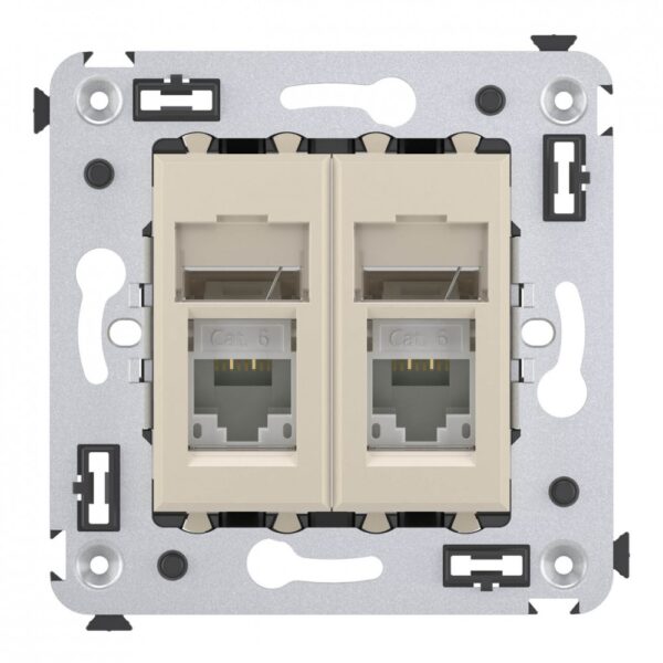 dkc / дкс 4405294 розетка rj-45 в стену, кат.6 двойная, avanti, "ванильная дымка"