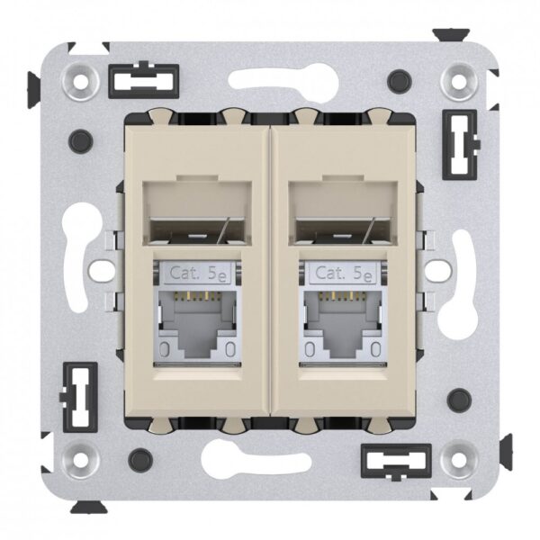 dkc / дкс 4405364 розетка rj-45 в стену, 5e двойная экранированная, avanti, "ванильная дымка"