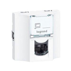 LEGRAND 078620 Модуль розетки компьютерной проходной RJ-45, кат. 5e, UTP, 2М, белый, Mosaic