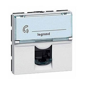 LEGRAND 078734 Механизм телефонной розетки RNIS Numeris, 8 контактов, 2 мод, белый, Mosaic