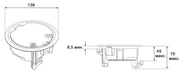 efapel 83002 cat люк - 4 модуля (2 розетки 45х45мм), антрацит