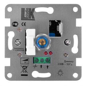 Ecoplast Механизм светорегулятора со световой индикацией, поворотный, нажимной, с предохранителем, W= 600 Вт, LK60, индивидуальная упаковка 1шт.