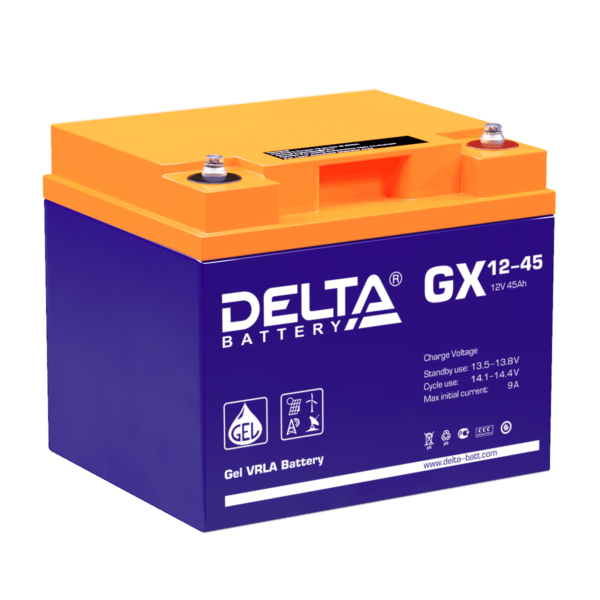 аккумулятор для ибп гелевый delta gx 12-45 12в 45 ач