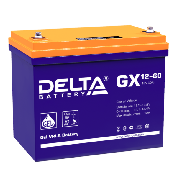 аккумулятор для ибп гелевый delta gx 12-60 12в 60 ач