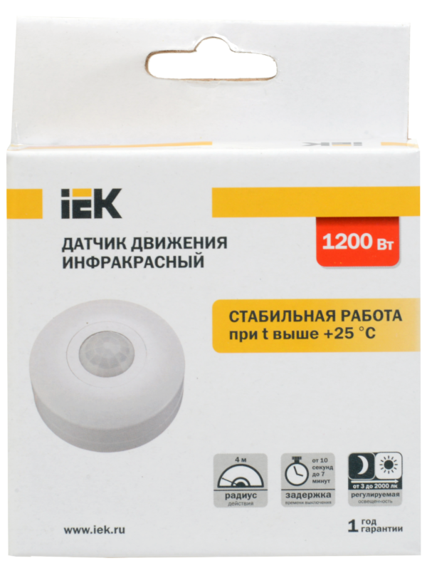 iek ldd11-025-1200-001 детектор движения дд 025 1200вт 360град. 6м ip20 бел.