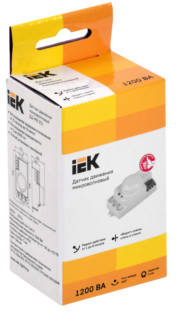 iek ldd11-201mb-1200-001 детектор движения дд-мв 201 1200вт 360град. 8м ip20 бел.