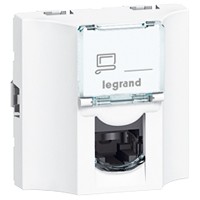 LEGRAND 078623 Модуль розетки компьютерной проходной RJ-45, кат. 6, FTP, 2М, белый, Mosaic