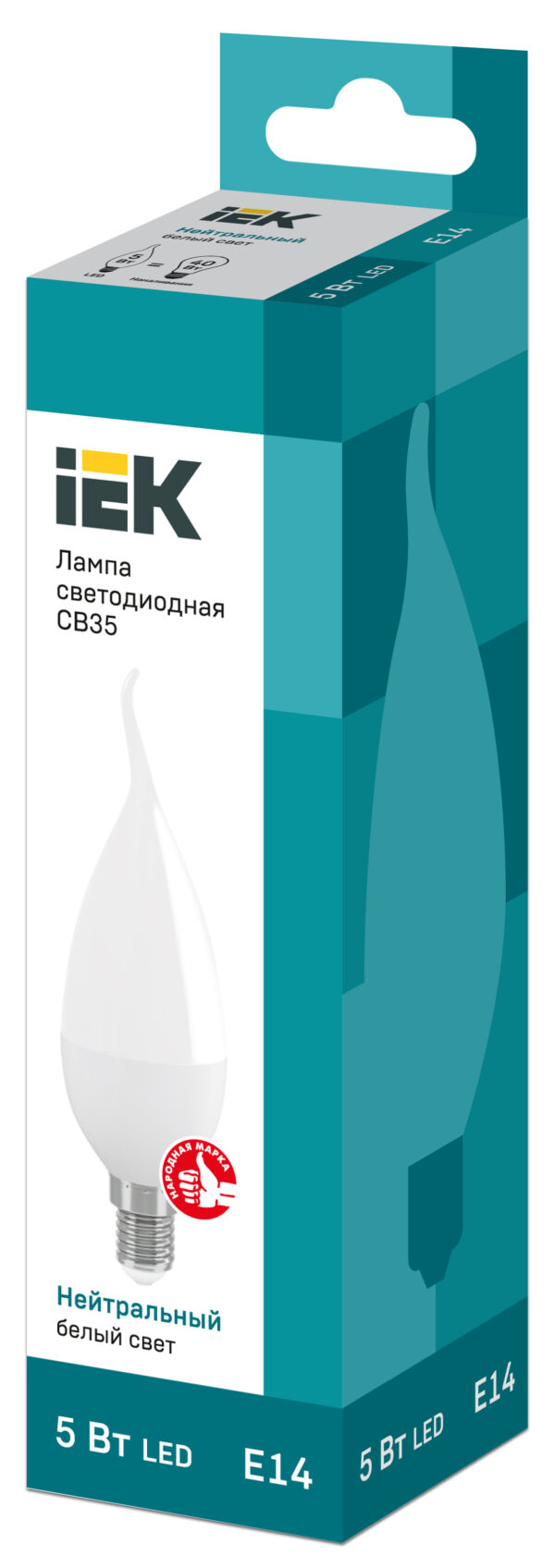 лампа светодиодная eco cb35 5вт свеча на ветру 4000к бел. e14 450лм 230-240в iek lle-cb35-5-230-40-e14