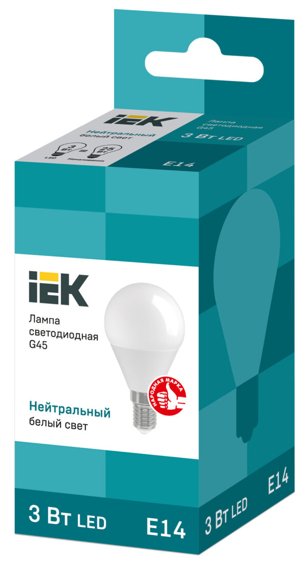 iek lle-g45-3-230-40-e14 лампа светодиодная eco g45 шар 3вт 230в 4000к e14