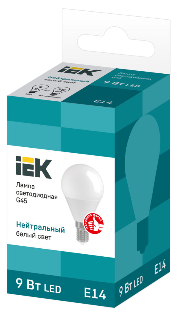 лампа светодиодная eco g45 9вт шар 4000к e14 230в iek lle-g45-9-230-40-e14