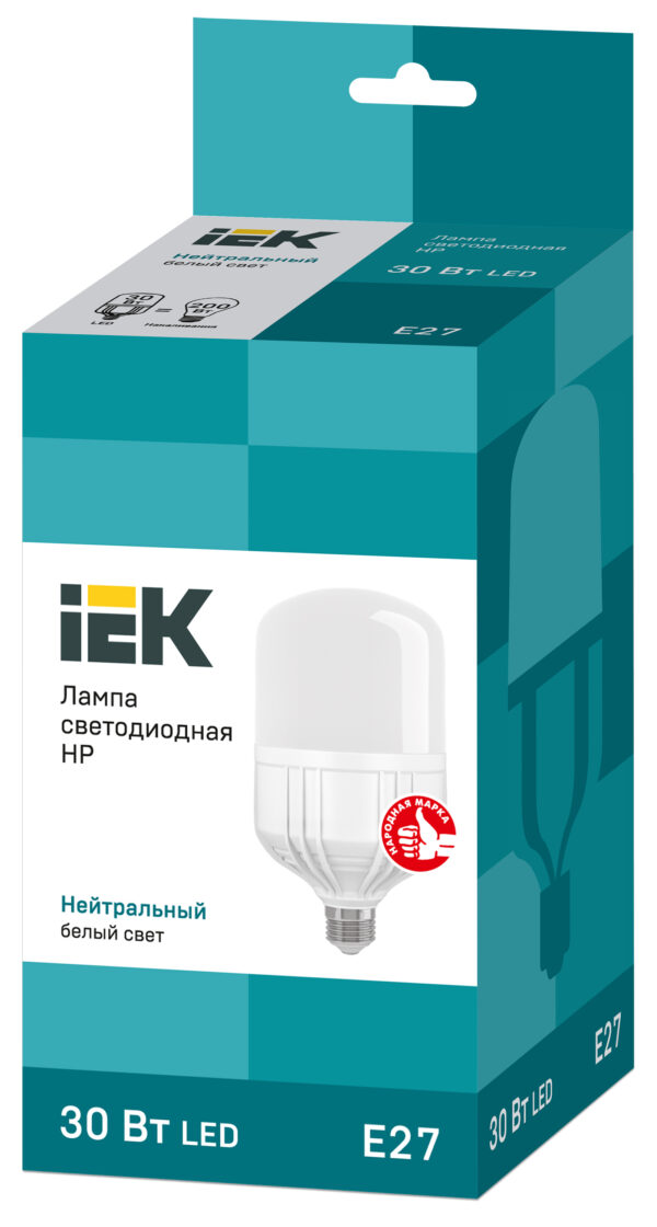 лампа светодиодная hp 30вт 230в 4000к e27 iek lle-hp-30-230-40-e27