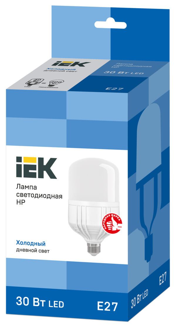 лампа светодиодная hp 30вт 230в 6500к e27 iek lle-hp-30-230-65-e27