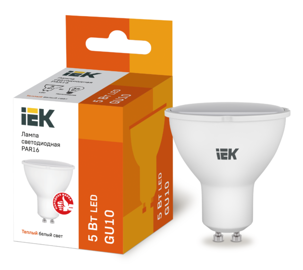 iek lle-par16-5-230-30-gu10 лампа светодиодная eco par16 софит 5вт 230в 3000к gu10