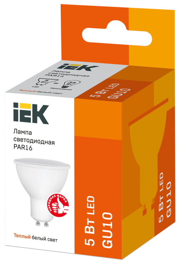 iek lle-par16-5-230-30-gu10 лампа светодиодная eco par16 софит 5вт 230в 3000к gu10