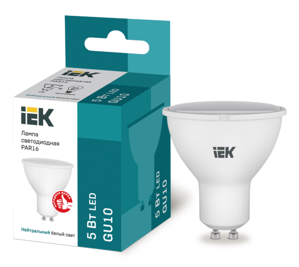 iek lle-par16-5-230-40-gu10 лампа светодиодная eco par16 софит 5вт 230в 4000к gu10