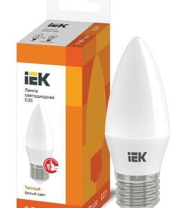 Лампа светодиодная ECO C35 9Вт свеча 3000К E27 230В IEK LLE-C35-9-230-30-E27