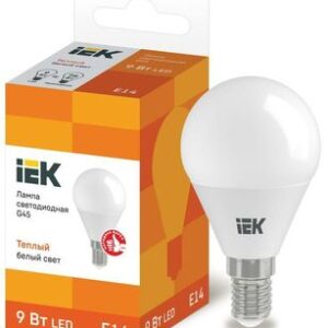 Лампа светодиодная ECO G45 9Вт шар 3000К E14 230В IEK LLE-G45-9-230-30-E14