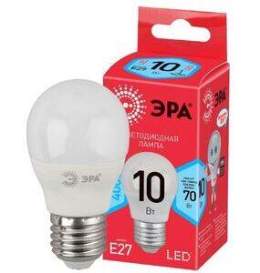 Лампа светодиодная ECO LED P45-10W-840-E27 (диод шар 10Вт нейтр. E27) ЭРА Б0032971