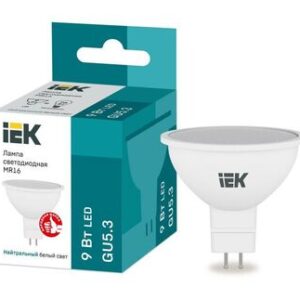 Лампа светодиодная MR16 софит 9Вт 230В 4000К GU5.3 IEK LLE-MR16-9-230-40-GU5