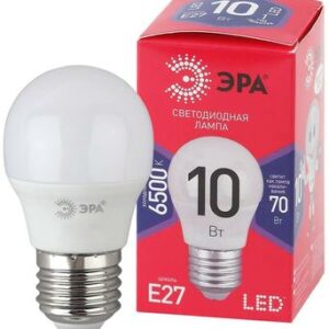 Лампа светодиодная ECO LED P45-10W-865-E27 R (диод шар 10Вт холодн. E27) (10/100/3600) ЭРА Б0045355